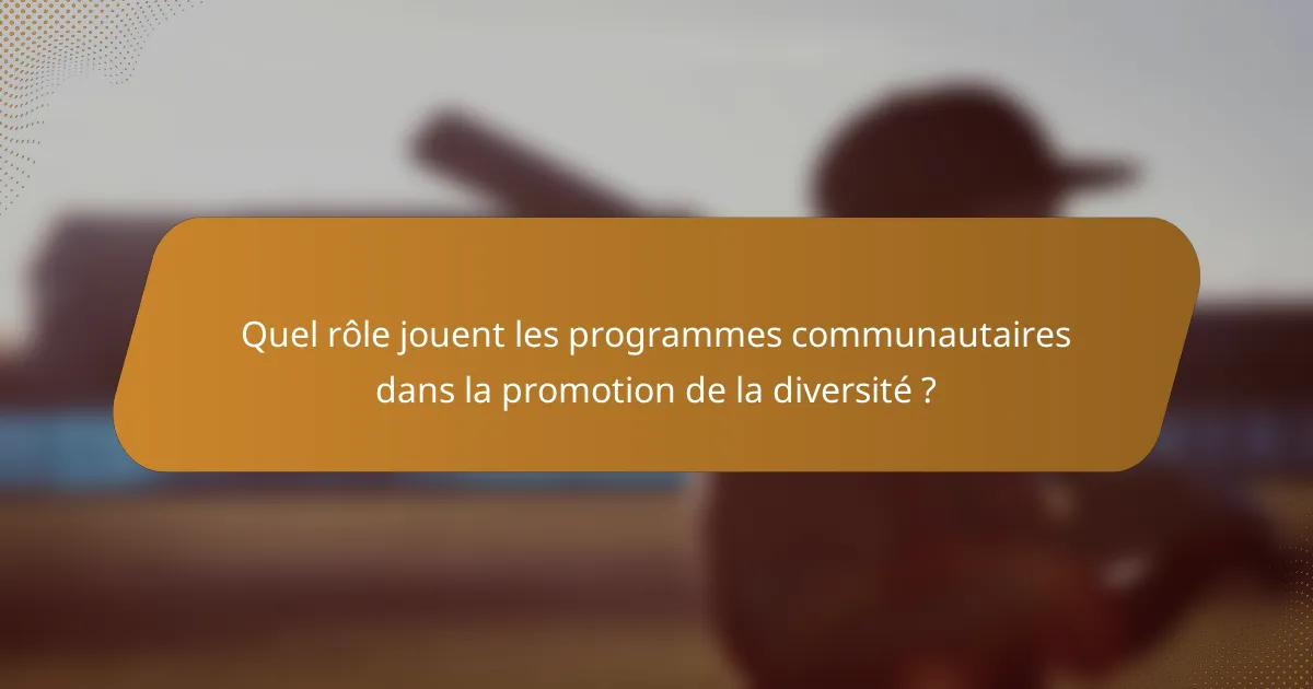 Quel rôle jouent les programmes communautaires dans la promotion de la diversité ?