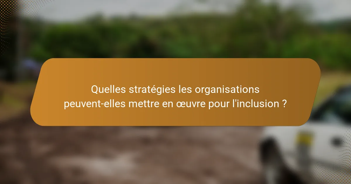 Quelles stratégies les organisations peuvent-elles mettre en œuvre pour l'inclusion ?